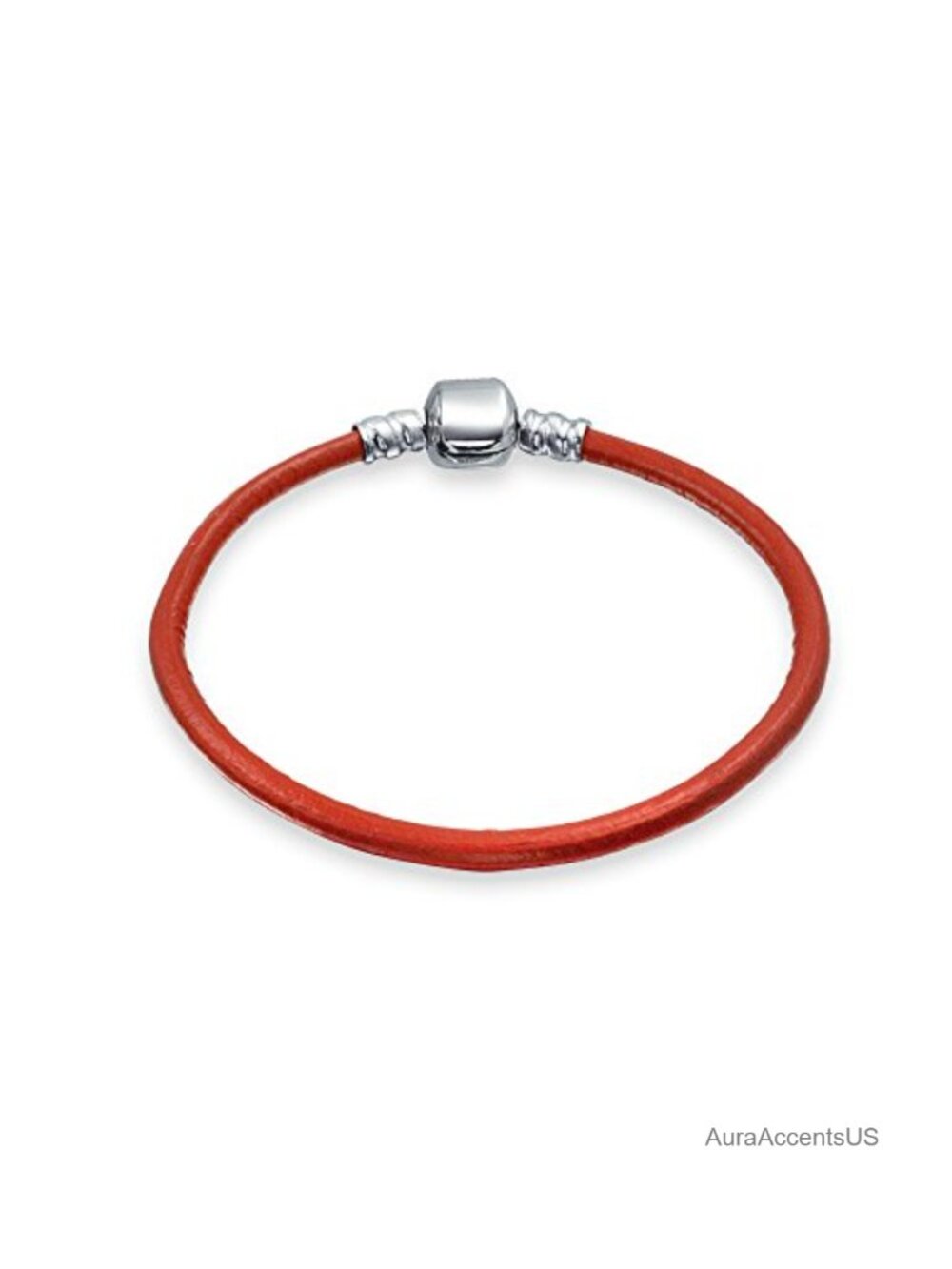 Genuine Leather Charm Bracelet with .925 Sterling Silver Clasp for Pandora &
